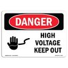 Signmission OSHA Sign, 7" Height, 10" Width, Rigid Plastic, High Voltage Keep Out, Landscape, L-1345 OS-DS-P-710-L-1345